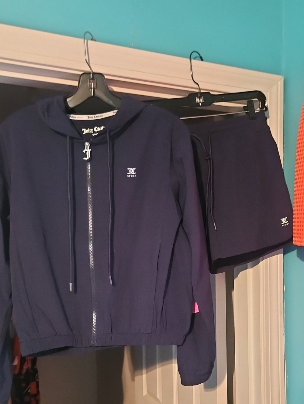 Juicy Couture Womens' Navy Hooded Zip Jacket and Shorts Set